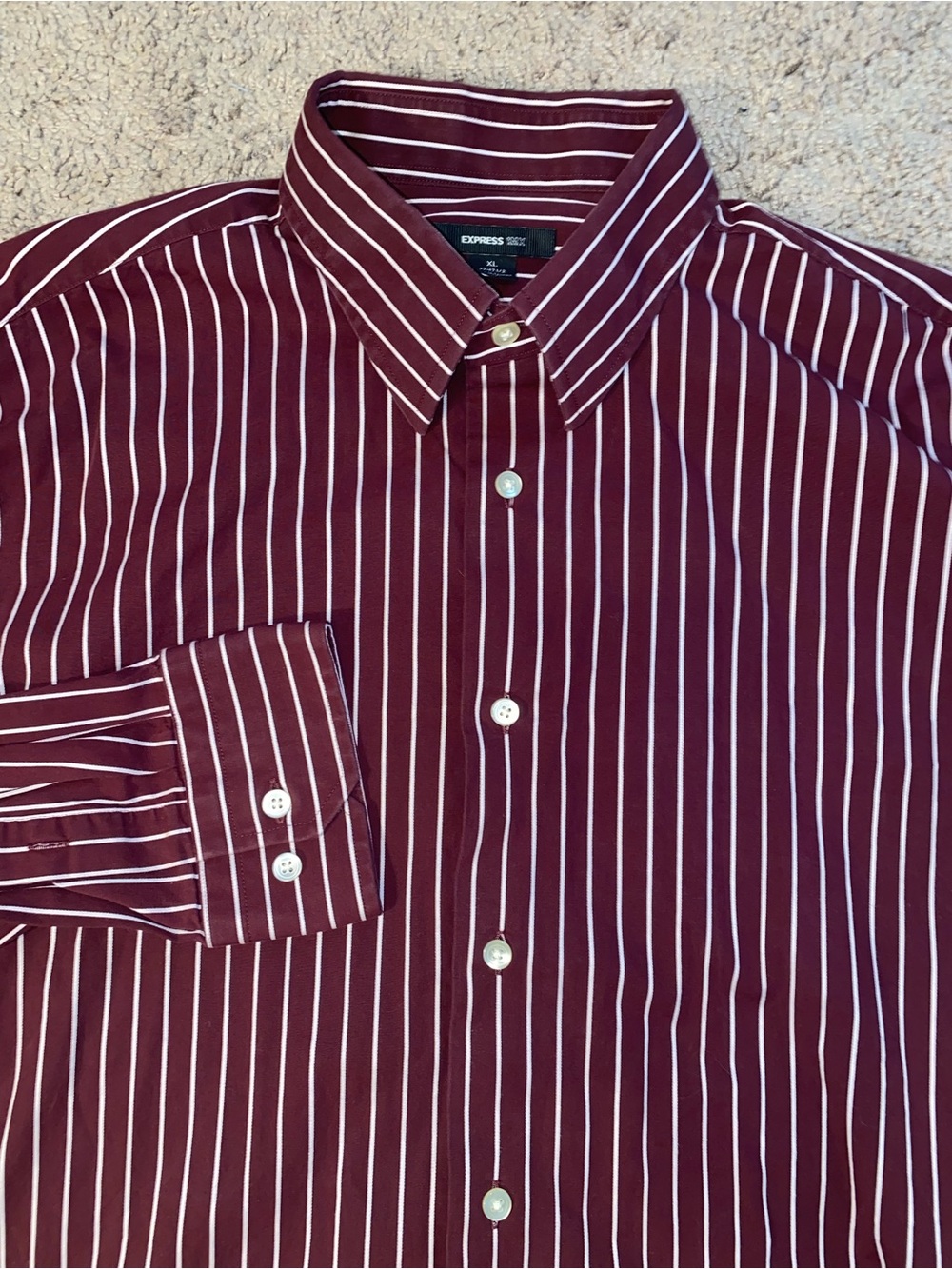 Express 1MX Size XL Maroon Button Up Down Dress Work Finance Bro Summer Shirt